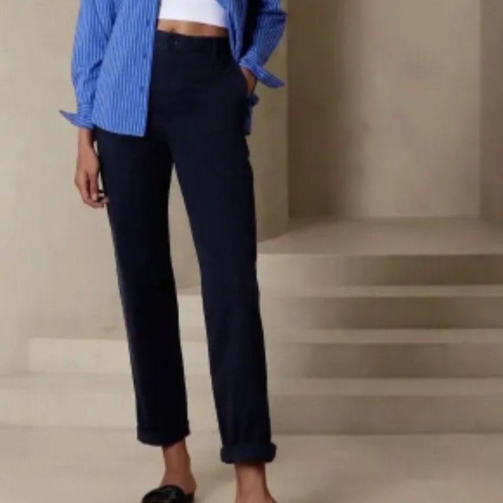NWT Banana Republic High Rise Authentic Chino Pant 16P 16 Petite Navy Blue A688